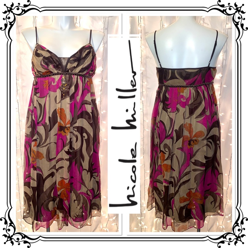 NICOLE MILLER ⭐️ 100% Silk Spaghetti Strap Dress